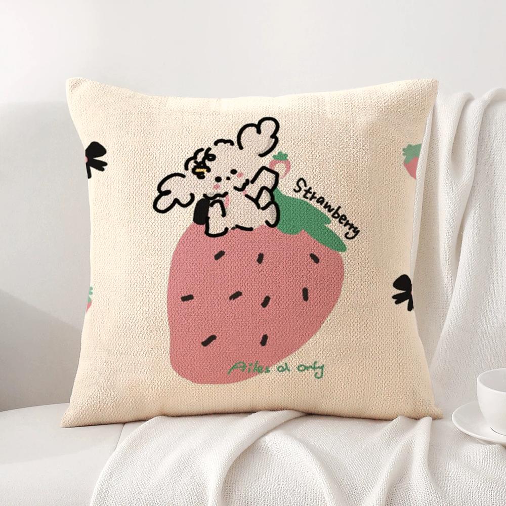 Cartoon Puppy Cushion Cover Natural Linen Organic Fabric DoubleSided Printing Sofa Home Decor Breathable Bed Pillow