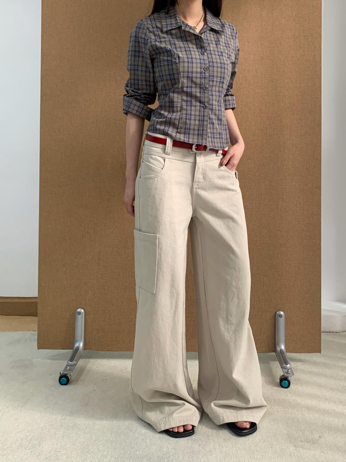 

3L Women s Light Khaki Workwear Denim Jeans - Low Waist, Loose Fit, Slimming, Casual, Long Pants for Spring Extra Large легкие хаки