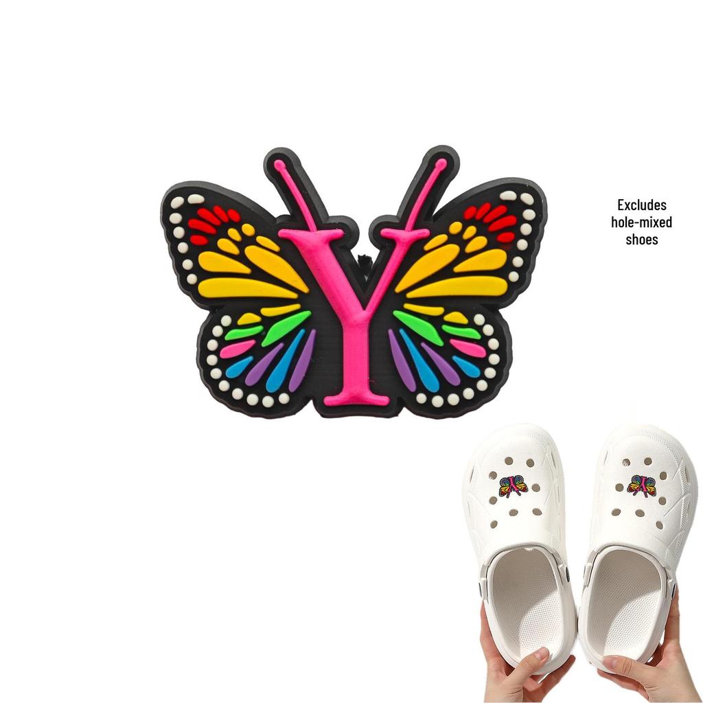 Cross-border Cute Detachable PVC Shoe Ornaments: Butterfly, Letter, Cartoon Designs for Festival and Party Shoes