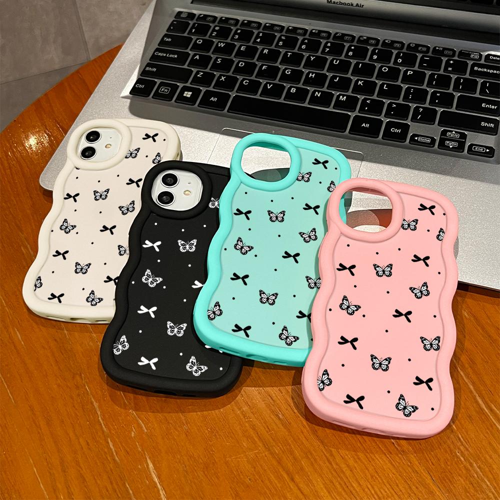 Fashion Butterfly Soft Phone Cover for Samsung Galaxy A52 A73 A12 A11 S24 Ultra 5G S23 S22 S21 S20 FE Wave Edge Shockproof Protective Rubber Case