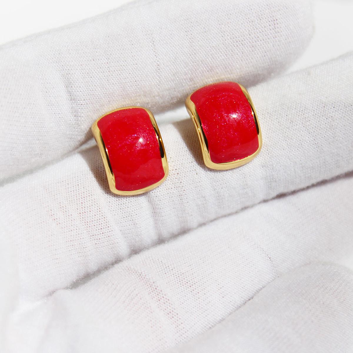 

Новый год начинается хорошо, универсальные классические маленькие серьги с каплевидной глазурью, высококачественные перламутровые красные изогнутые серьги-иглы из серебра 925 пробы 613