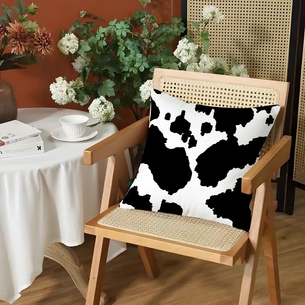 Black and White Style Cushion Cover Silky Short Plush Invisible Zipper Dustproof Sofa Pillow Case for Home Decor