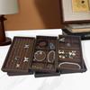 1 Pc, Walnut Wood Pattern Jewelry Box, Jewelry Tray, Suitable for Storing Necklaces, Rings, Earrings, and Ear Studs, Color: Coffee