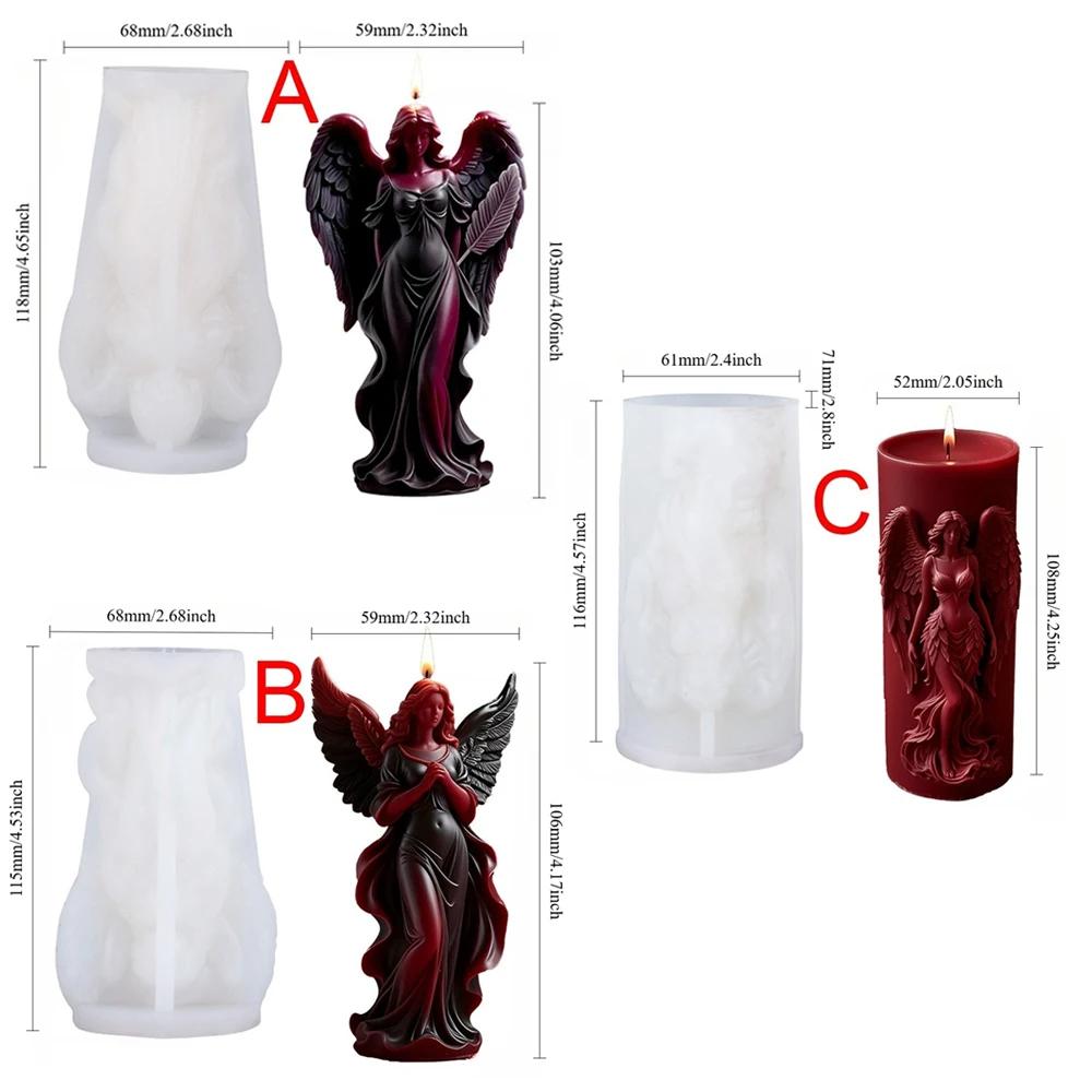 Flügel Göttin Duftende Silikon Kerzenform DIY Gebetsengel Skulptur Gips Harz Form Frauen Kerzenherstellung Zubehör Heimdeko