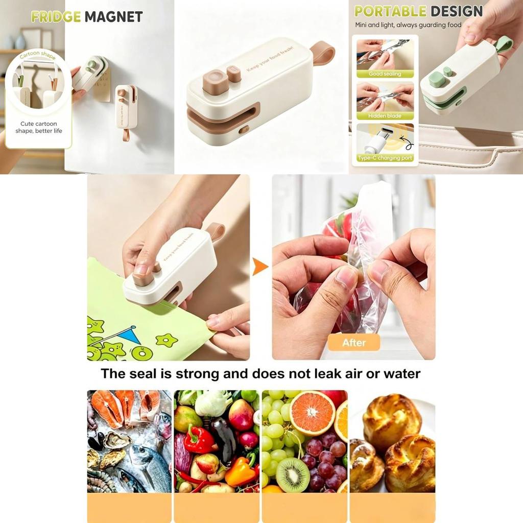 Mini wiederaufladbarer Lebensmittelversiegler mit magnetischem Design zur Frischhaltung in der Küche