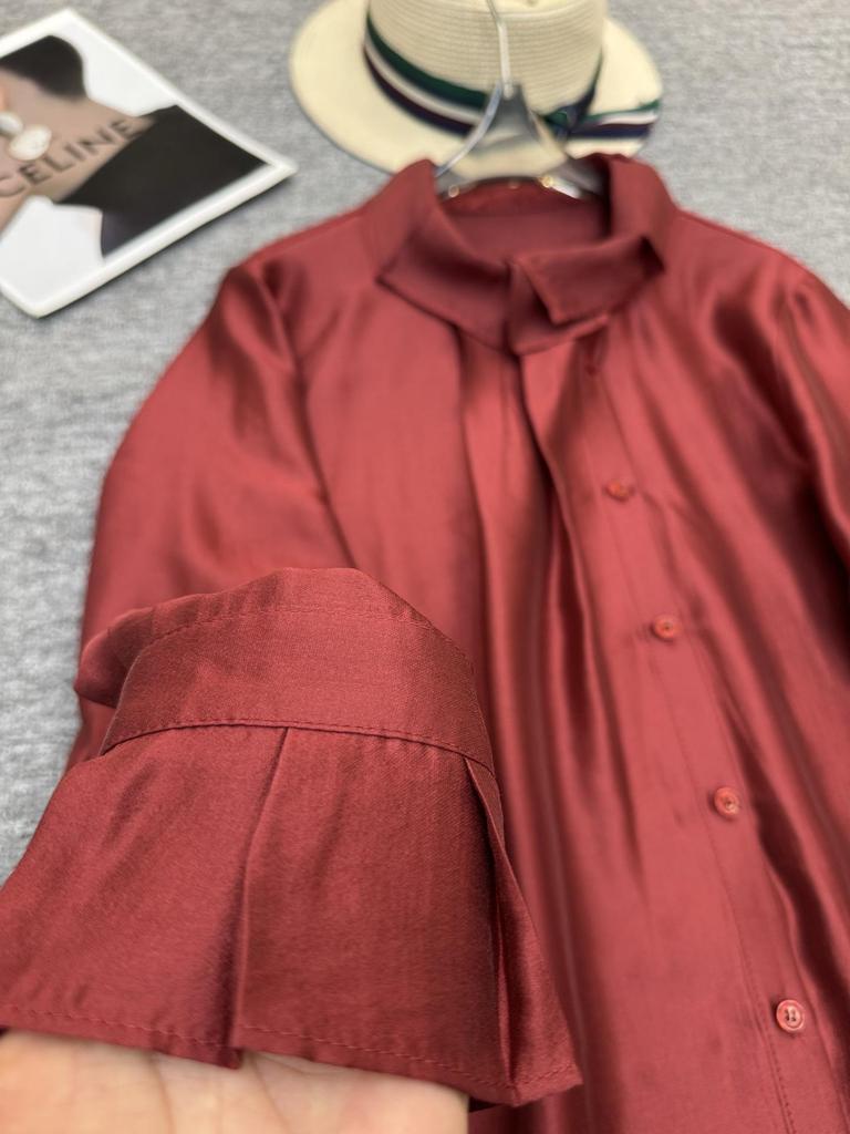 Elegant Silk Brocade Ruffle Collar Blouse for Women - Spring 2026 Arrival