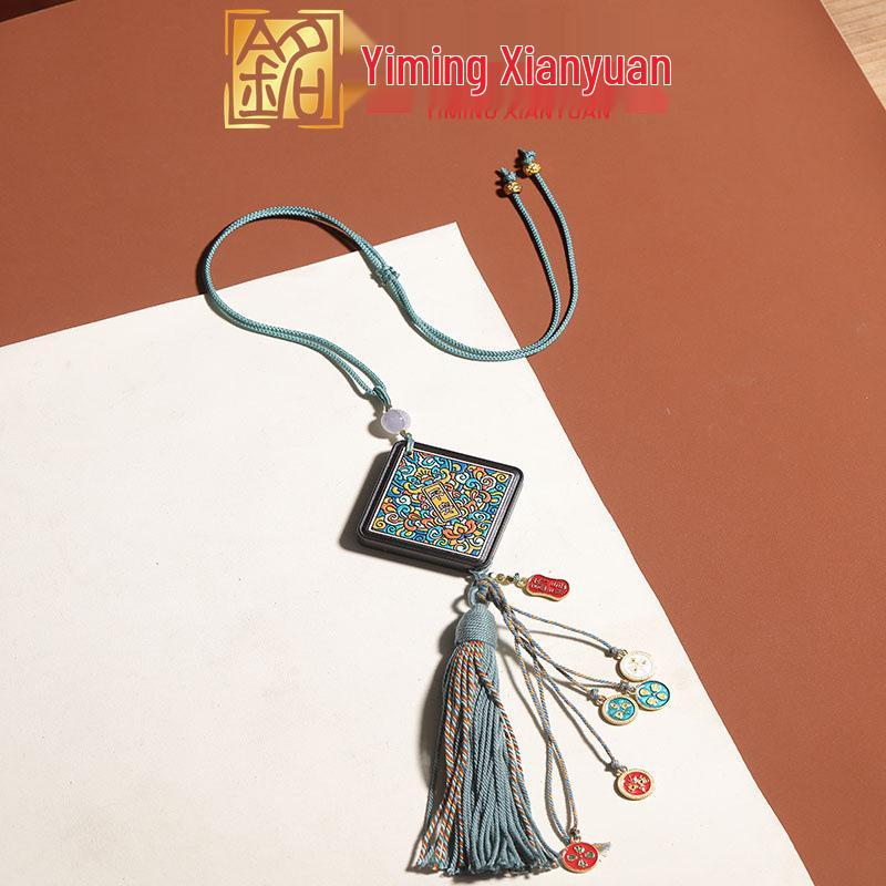 Ebony and Rosewood DIY Painted Tassel Car Pendant: Sandalwood Hanging Ornament Gift Yi Ming Xian Yuan Original