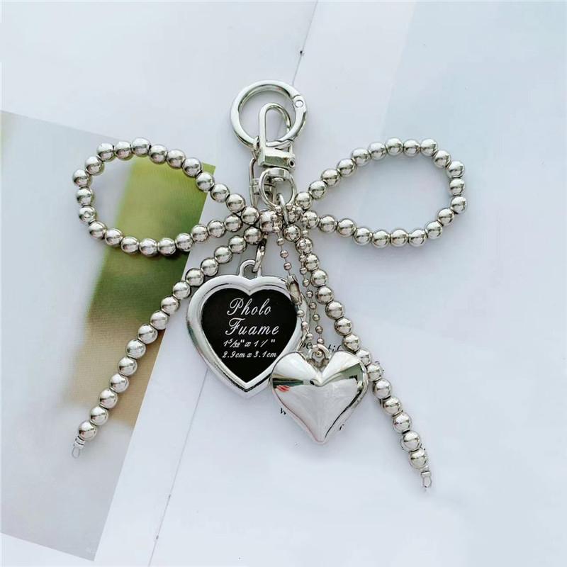 Cute Bowknot Heart Pendant Creative Delicate Beades Women Girl Hangbag Backpack Hanging Pandent CLE