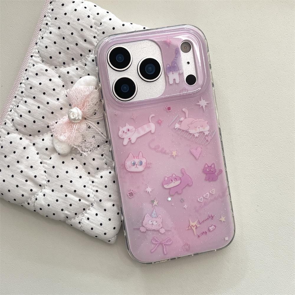 

Cartoon Double-Layer Cute Kitten iPhone 14/13 PRO/MAX Case, Anti-Fall Compatible with Apple Models 15/16/17 iPhone 15