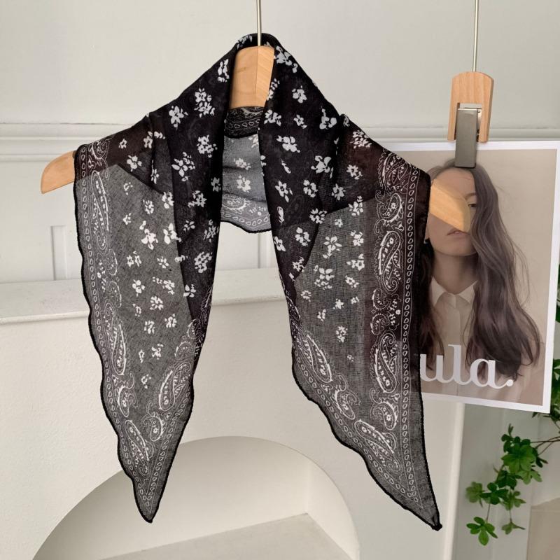 Cashew Flower Silk Scarf, Scarf, New Retro Headscarf, Headband, Jeans, Waist Accessories, Triangular Scarf, Waist Fart Curtain.