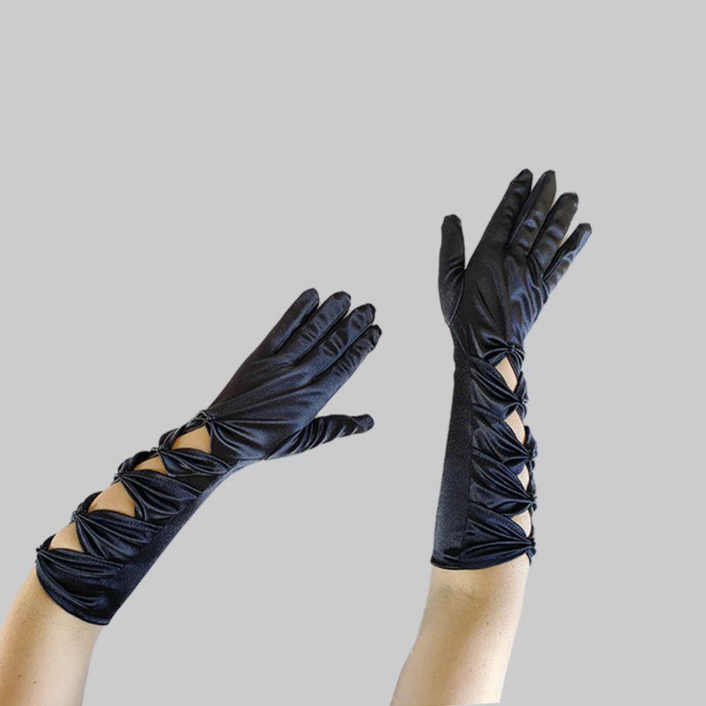 Satin Bride's Long Gloves Korean Full Finger Gloves Fashion Women Cosplay Gloves Party Supplies