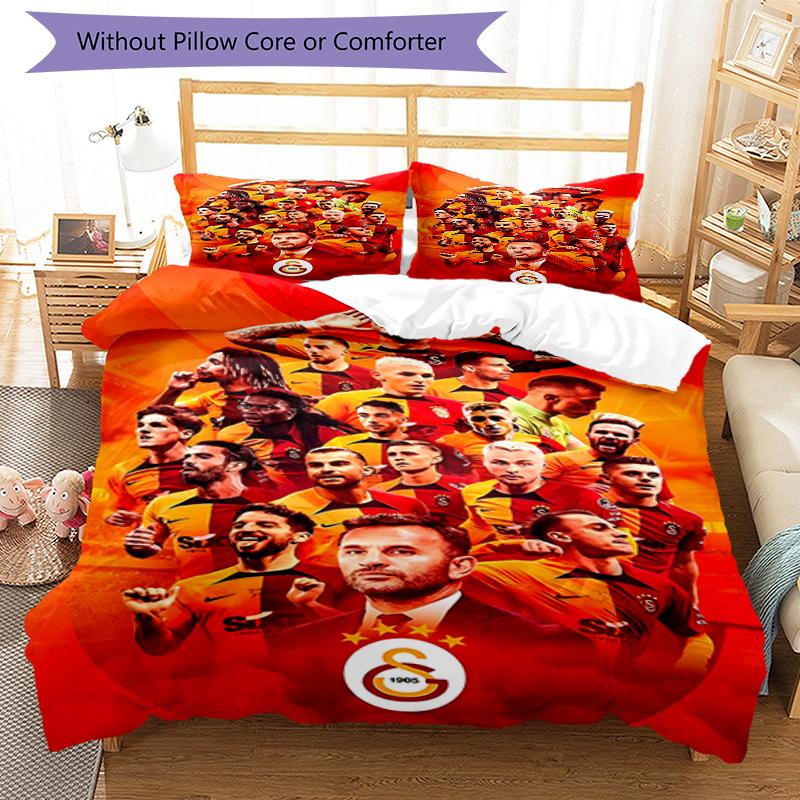 3pcs Football Team (28) Design Cover Set - HD Printed Bedding with 1 Cover and 2 Pillowcases - Perfect for Home and Dorm Decor