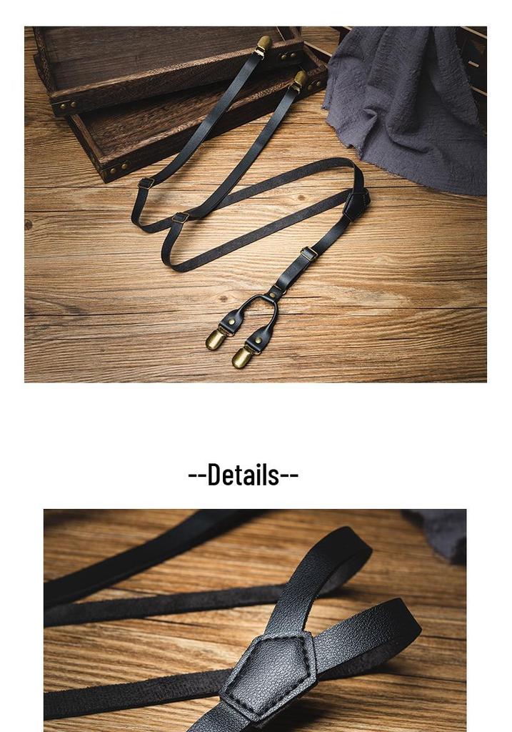 Unisex Non-Slip Retro Leather Suspenders for Pants