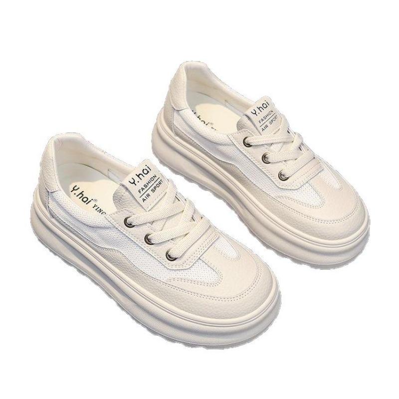 Little White Shoes Womens 2025 Summer New Versatile Platform Heightening Board Shoes Breathable Mesh Fashion Womens Casual Shoes