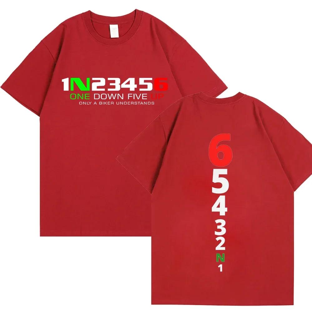 Double Sided Print Vintage TShirts for Men Manual Transmission 1N23456 Motorcycle Speed Top Oversized Tee Hip Hop Male Clothes
