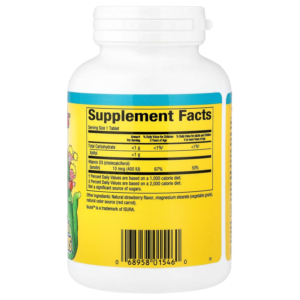 Natural Factors Big Friends Chewable Vitamin D3 Berry Bunch, 10mcg, 250 Tablets