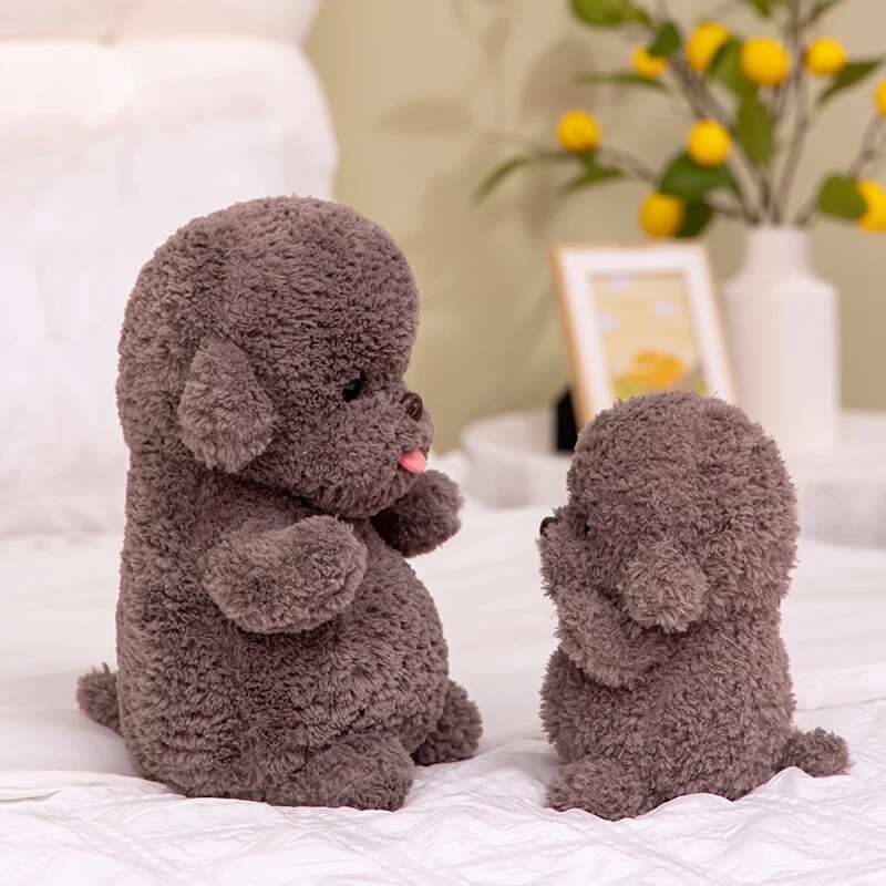 Cartoon Bichon Protruding Tongue Plush Toys Simulation Puppy Kawaii Dog Stuffed Animals Dolls Cute Birthday Present for Children
