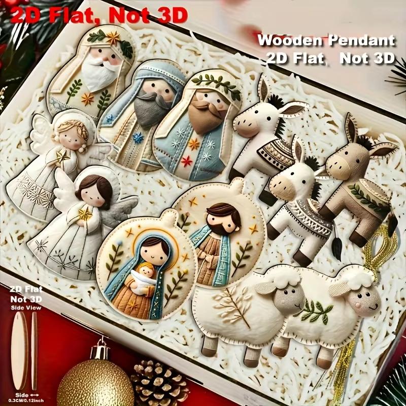 6/12/24/36 Pezzi Decorazione Albero di Natale Angelo di Natale Vintage 2D Ragazza Ciondolo in Legno per Casa Decorazione da Appendere al Muro Natale