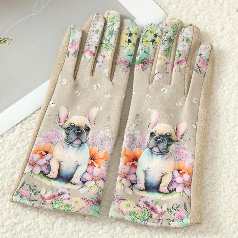

Cartoon Cat Dog Touchscreen Gloves for Women Winter Thickened Warm Suede Gloves Cute Student Windproof Cold Proof Accessories One Size
