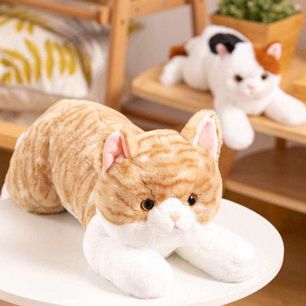 50cm Size Imitation Lying Cat Plush Toys Hairy Texture Realistic Cat Plush Toy Birthday Gift