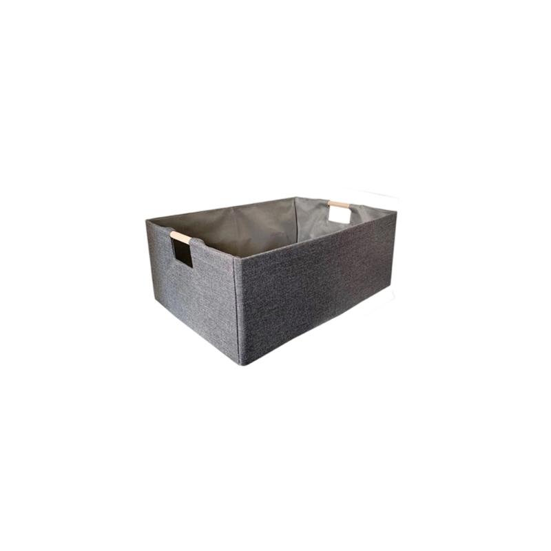 Sturdy Fabric Storage Bin With Reinforced Bottom Wooden Handles for Bedroom Office