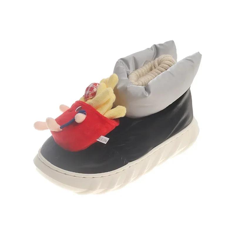 

Модные женские зимние ботинки Hamburg Fries, новая зимняя корейская версия, плюшевые термоудобные хлопковые туфли на плоской подошве, повседневные мягкие туфли 36-37 чёрный