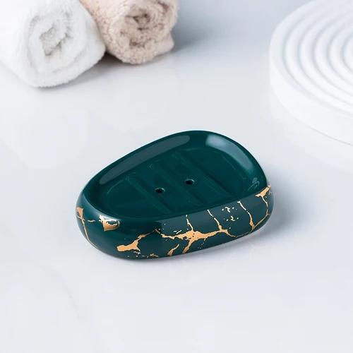 bathroom accessories set Marble gold pattern ceramics toothpaste dispenser soap box toothbrush holder bathroom cup lotion bottle
