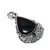 Natürlicher Schwarzer Onyx Edelstein Silber Anhänger aus 925 Sterling Silber - Handgemachtes Design, Alltagsschmuck, Einzigartiger schwarzer Rückenmarksanhänger Geschenk für Mama