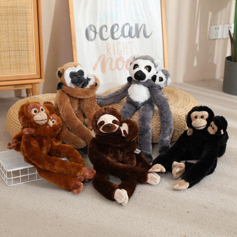 Cartoon Long-Armed Monkey & Baby Orangutan Lemur Sloth Plush Toy for Kids
