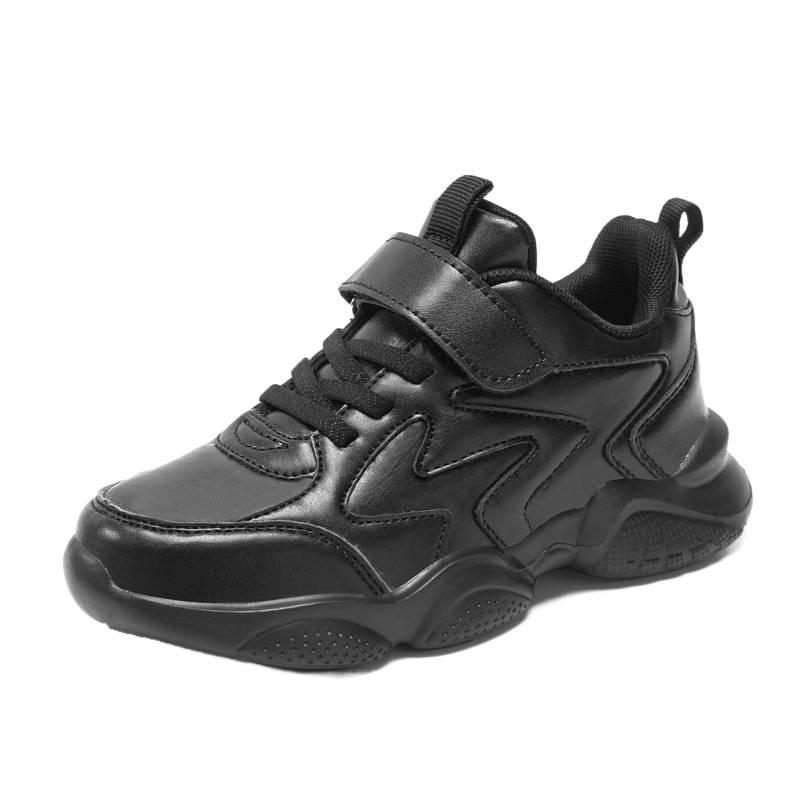 Foreign Trade Children's Small Black Shoes 2025 New Four-season Mesh Breathable Leather Waterproof Children's Dad Shoes