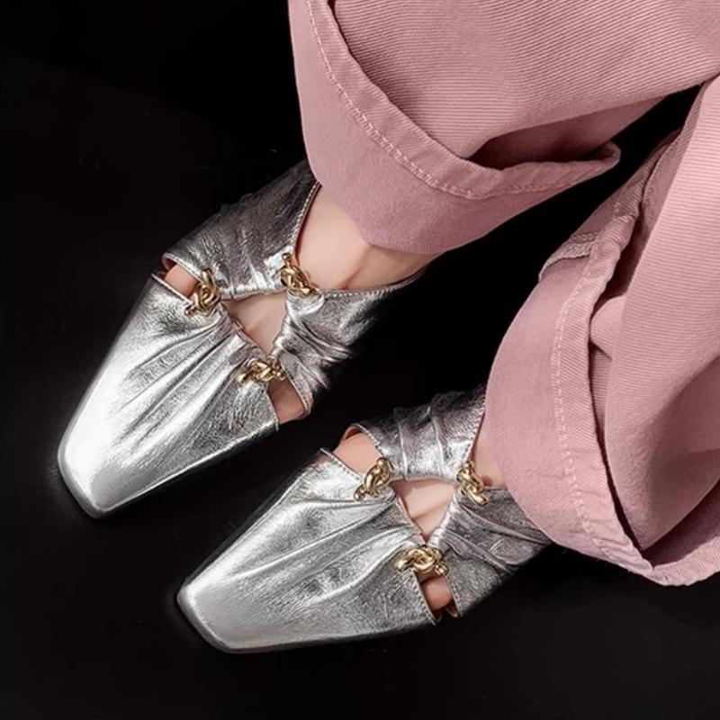 Fashion Classic Square Toe Women's Mules 2024 Summer Korean Style Fashion Ladies Closed Toe Slippers Comfortable Low Heel Daily Slippers