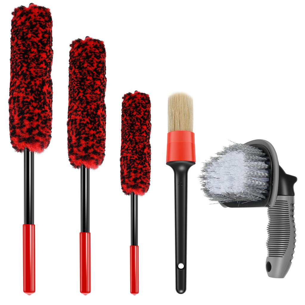5Pcs Car Wheel Rim Brush Flexible Wheel Cleaning Brush Detailing Brushes Kit for Car Care Auto Motorcycle Tires Clean Tool