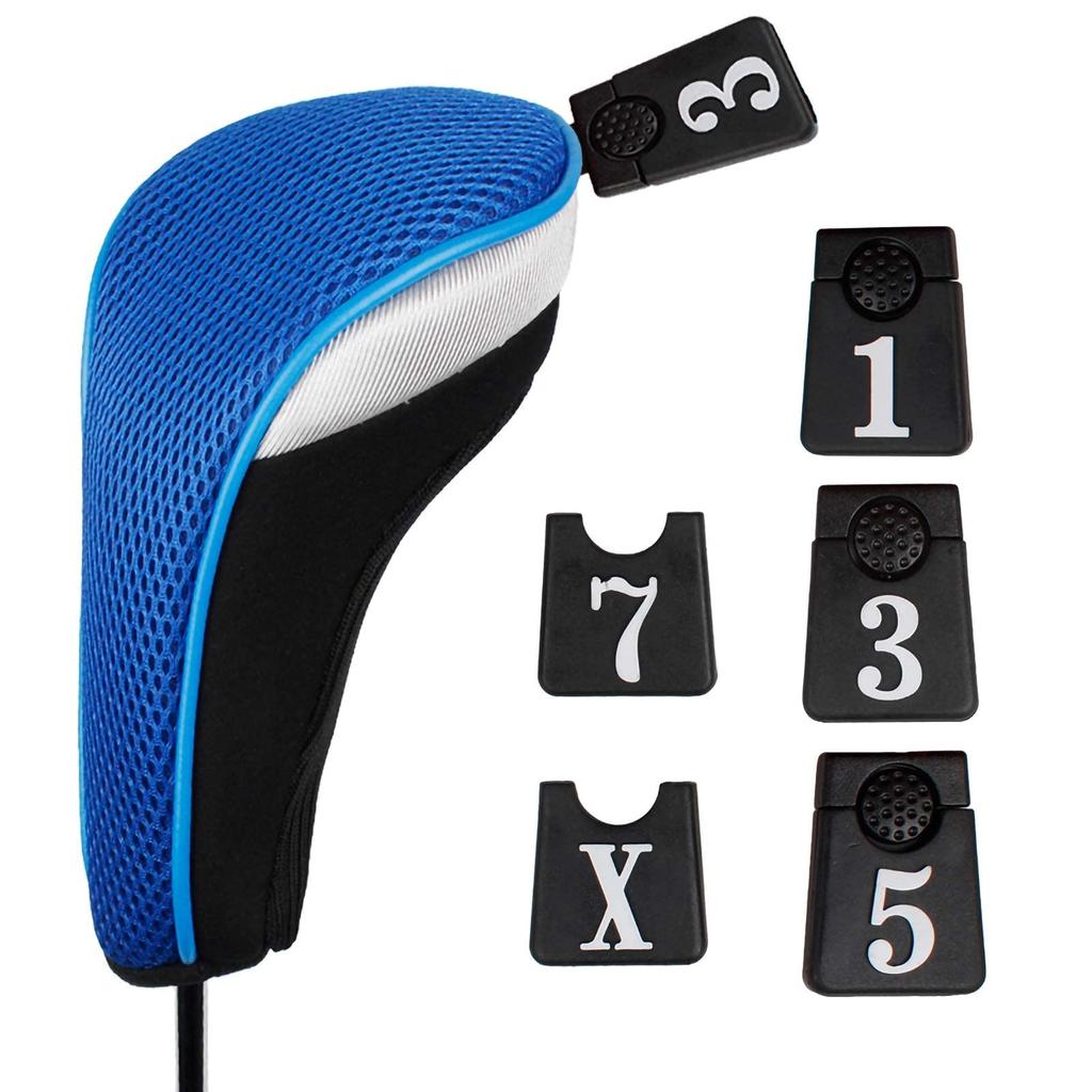 Andux Golf Wood Driver Head Cover with Replaceable Number Tag, Set of 3 (BlackBlue)