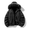 HL Winter Style Men's Thick Hooded Cotton Jacket with Large Fur Collar - For Middle-Aged and Young Men