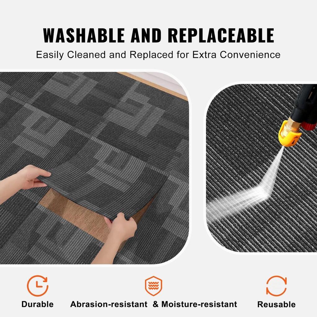 Carpet Tiles Reusable, 24"x 24"Carpet Squares With Padding Attached, Soft Padded Carpet Tiles, Easy Install DIY for Bedroom Living Room (24Tiles,