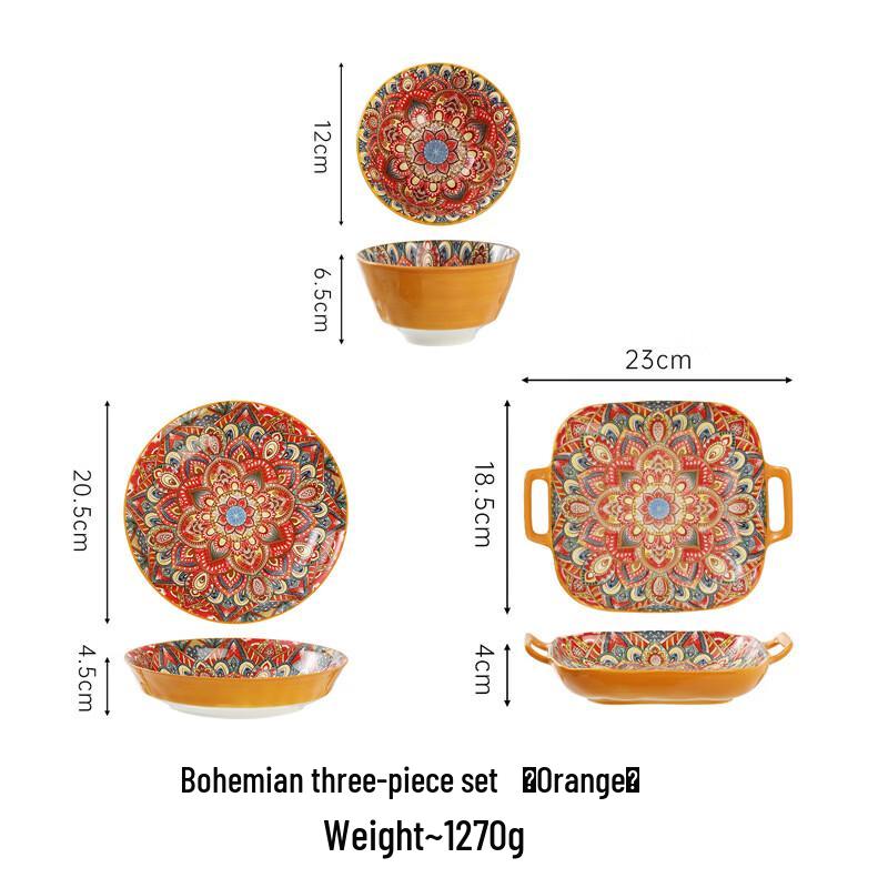 Retro Ceramic 3-Piece Dinnerware Set