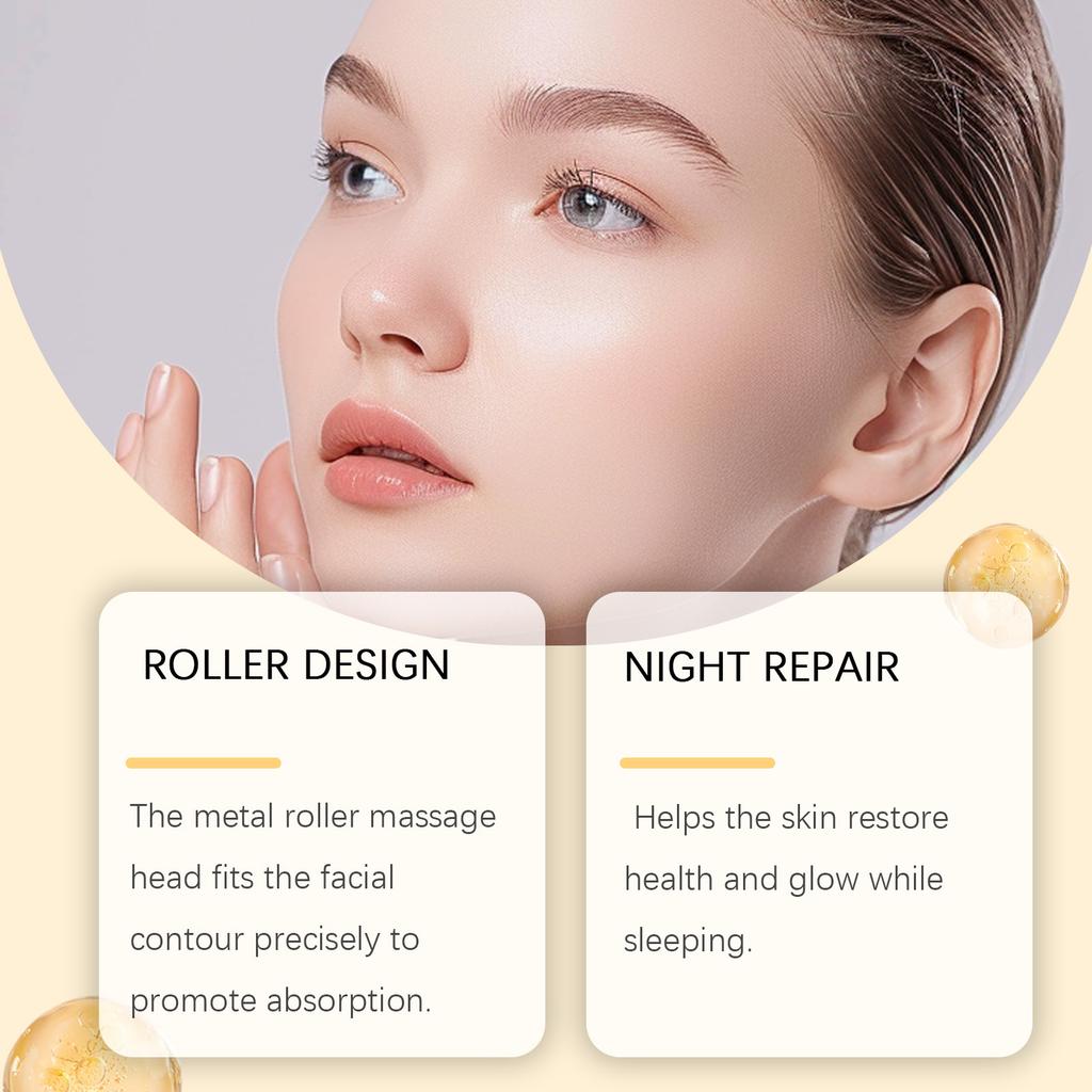 Ouhoe Night Essence Gentle Nourishing Moisturizing Tightening Skin Remove Wrinkle Lift Frim Fade Fine Lines Roller Face Serum