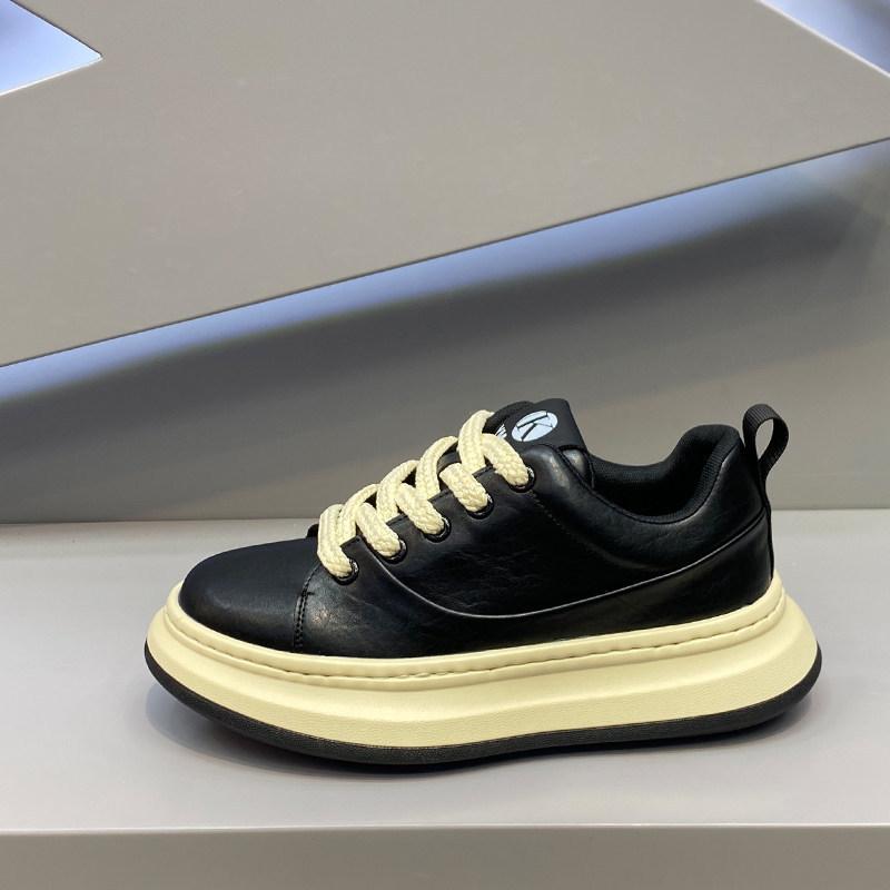 Autumn new thick-soled low-top bread shoes genuine leather retro lace-up casual shoes