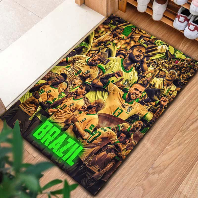 Brazil National Football Team Carpet Rug for Living Room Bedroom Home Sofa Decoration,Kids play Non-slip Floor Mat