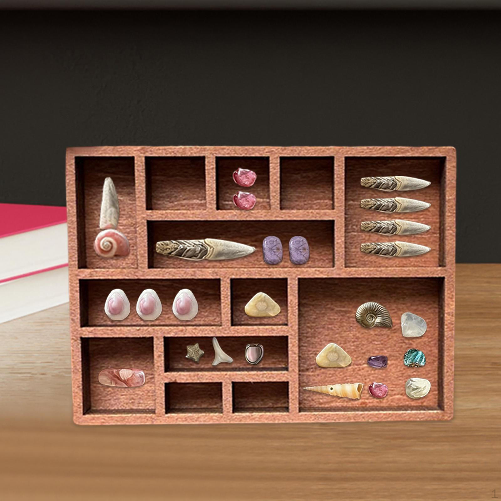 

Miniature Trinket Shelf ,Wood Rings Earring Storage Collectibles Holder ,Portable Rock Collection Style B