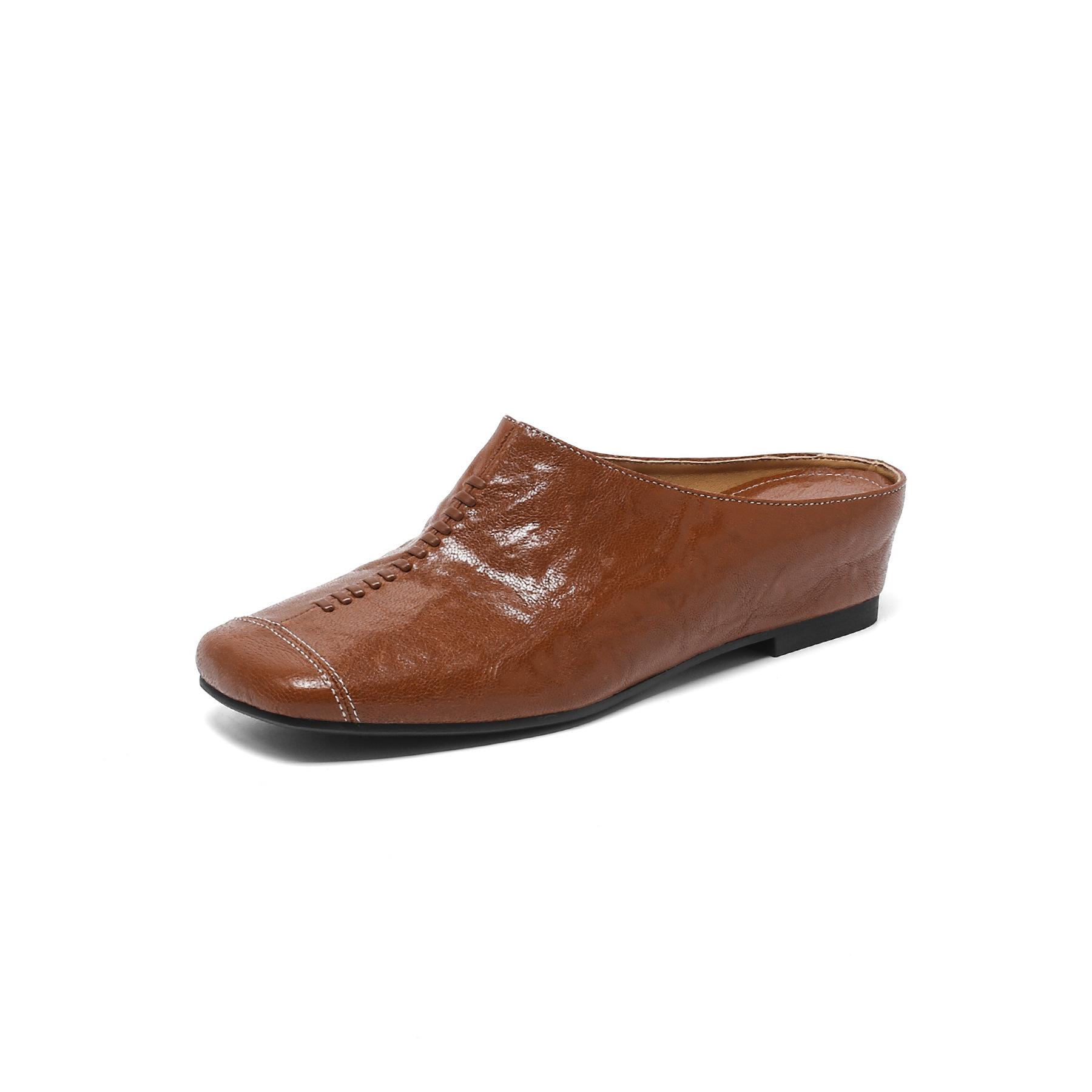 

Longlin 2026 Retro Chunky Heel Lambskin Mules 40