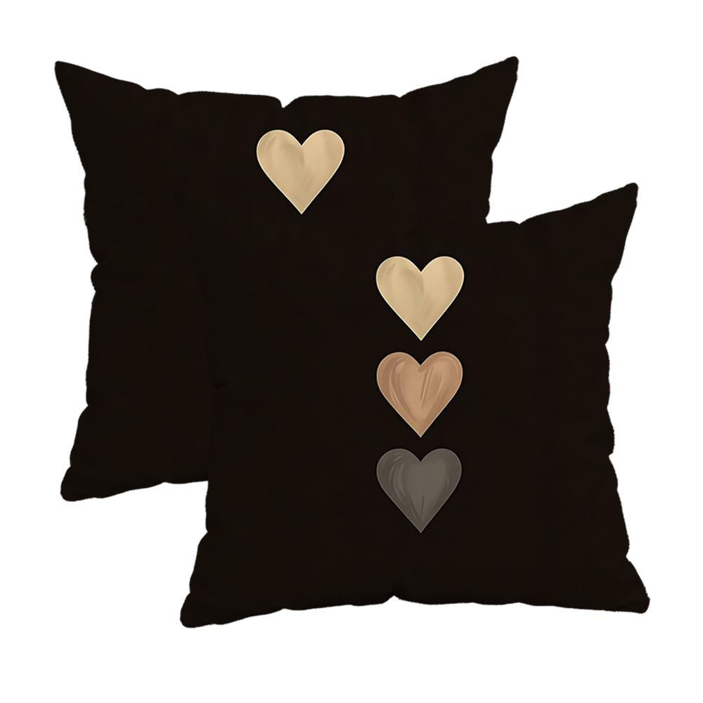 Hearts On Black Pillowcaseszipper Design, Decorative Pillowcase, 45X45 Cm Pillowcase