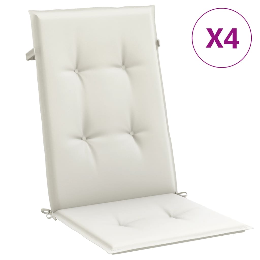 High Back Cushions 4 pcs. Cream Melange 120 x 50 x 4 cm Fabric