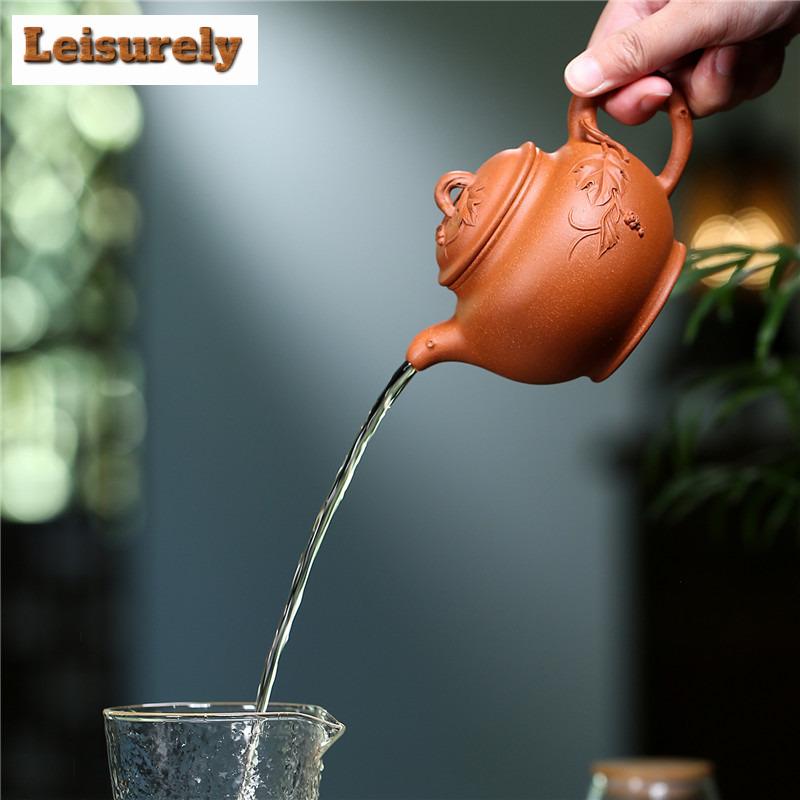 250ml High-end Yixing Purple Clay Teapots Handmade Pot Raw Ore Red Downhill Mud Kettle With Filter Chinese Zisha Tea Set Craft