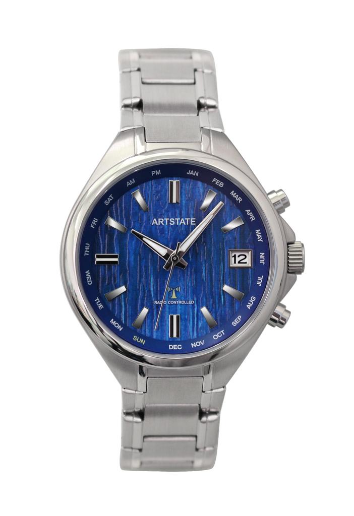 [ARTSTATE AS3291A] Men's Radio-Controlled Watch, Blue Dial, Stainless Steel Band, Date Display, Long Life