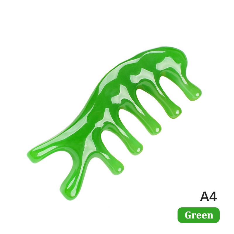 1Pc Pink Brown 5-Tooth Meridian Massage Comb, Resin Large-Tooth Head Massage Tool, 5-Paw Half Round Shap Comb