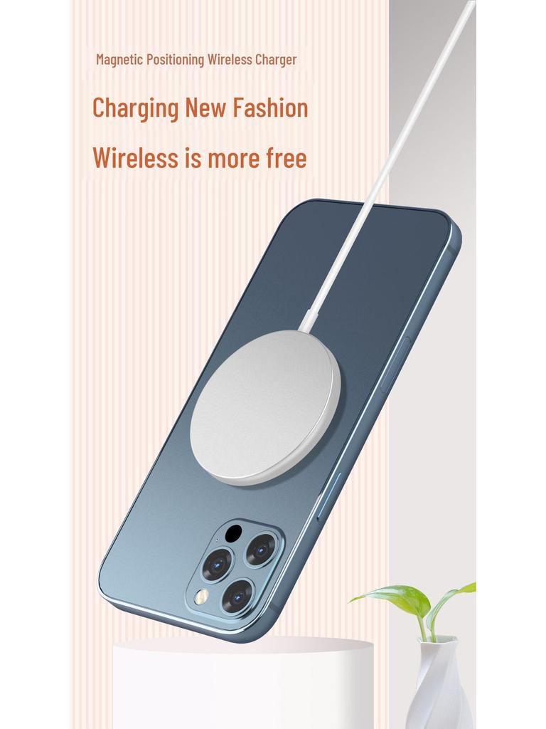15W MagSafe Magnetic Wireless Charger, Type-C Fast Charging for Apple Phones (US/EU Standard)