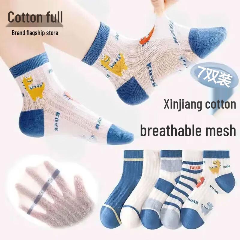 

Boys Summer Mesh Dinosaur Socks (10 Pairs) XL