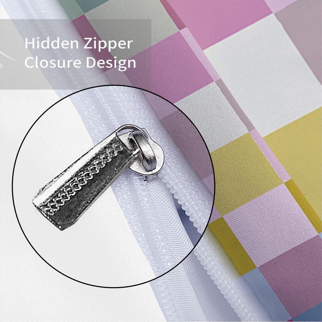 Geometric Colorful Checkerboard 3D Printed Brushed Duvet Cover Set