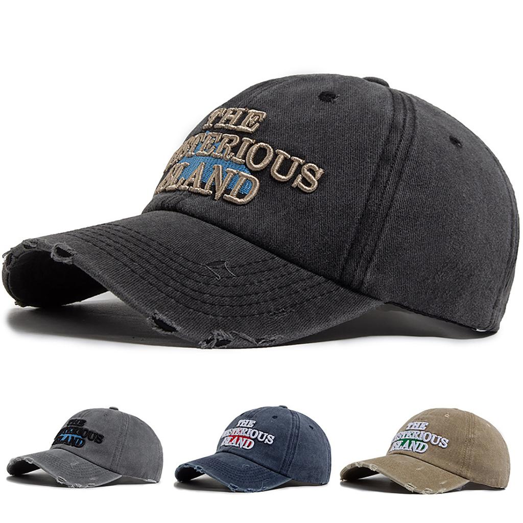 Retro Distressed Washed Cotton Baseball Hat For Women Men Letter Embroidery Duck Tongue Cap Outdoor Sport Adjustable Sun Hats